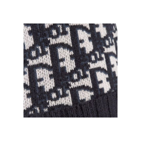 25DOB701I099C540 - Dior Oblique Pompom Beanie - 540 Bleu Marine