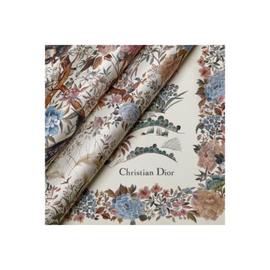 25JAH090I606C087 - Dior Jardin D'Hiver 90 Square Scarf - 087 Fantaisie Fond Blanc