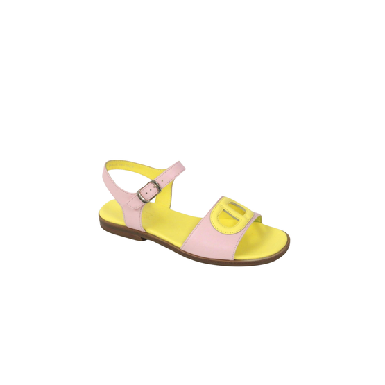 3SBS15SHOOY09C - Kid Girl's Leather Shoes - 09C Rose/Jaune
