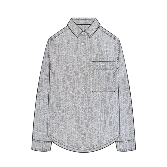 3WBM22SRTAY75J - Kid Boy's Denim Shirt - 75J Dior Oblique Gris