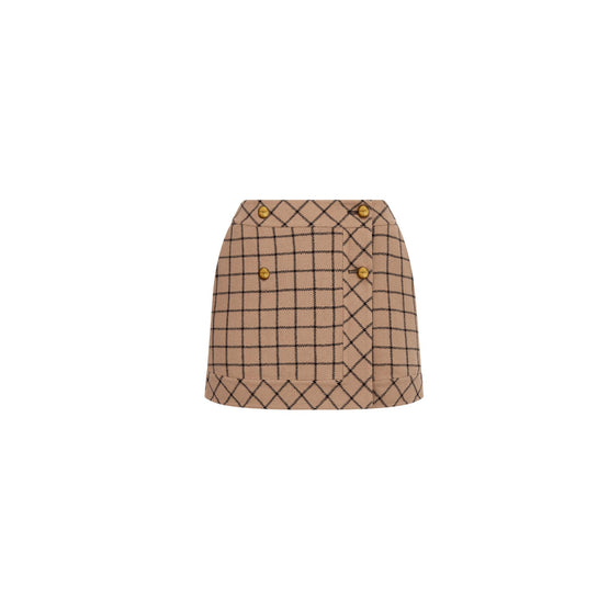 450J12A1589X7890 - Wrap Miniskirt - 7890 Fantaisie Marron