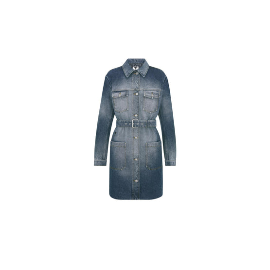 452V59A3377X5419 - Long Belted Jacket - 5419 Bleu