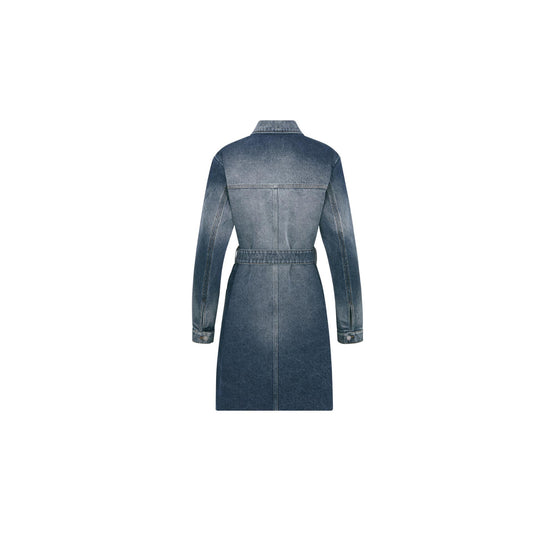452V59A3377X5419 - Long Belted Jacket - 5419 Bleu