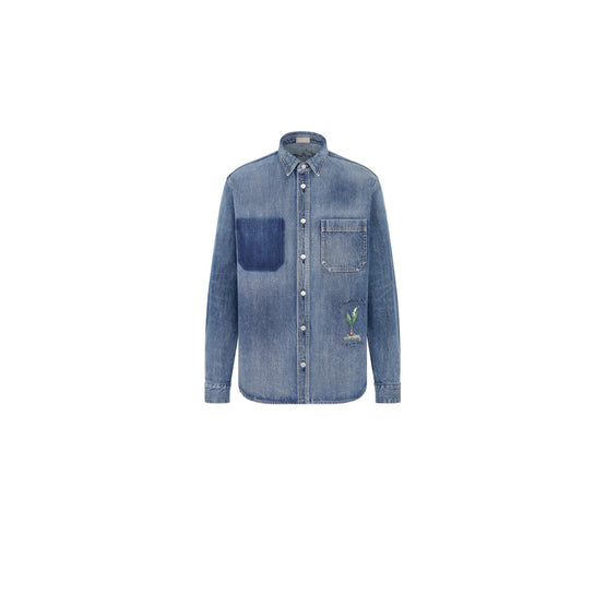 493D587AY552C588 - Men's Chemise Jean Shirt - 588 Fantaisie Fond Bleu