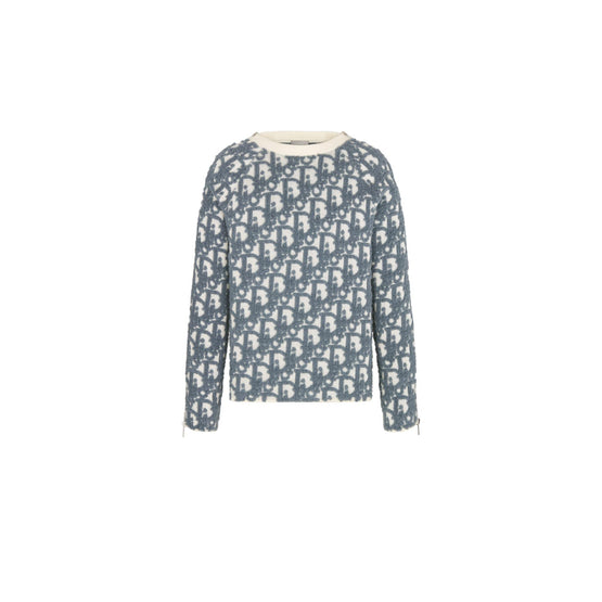 49TM635AT847C085 - Crewneck 65Cm, Zipped Sleeves, 3D Dior Oblique - 085 Fantaisie Fond Blanc