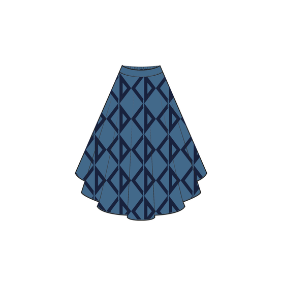 4SBM11SKTNY538 - Kid Girl's Woven Skirt - 538 Bleu Marine