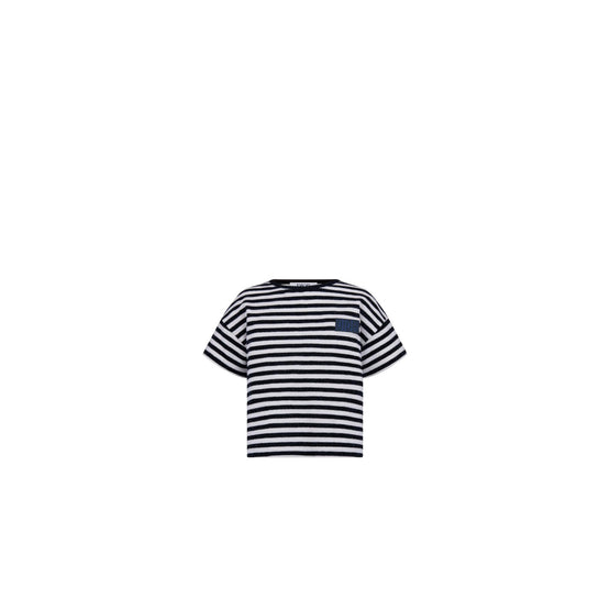 4SBM13TEEMY48D - Kid Girl's Jersey T-Shirt - 48D Marine/Blanc