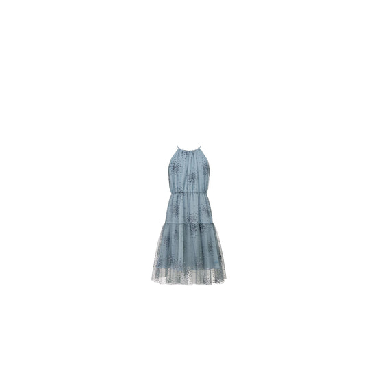 4WBH11DRSTY583 - Kid Girl's Woven Dress - 583 Bleu Ardoise