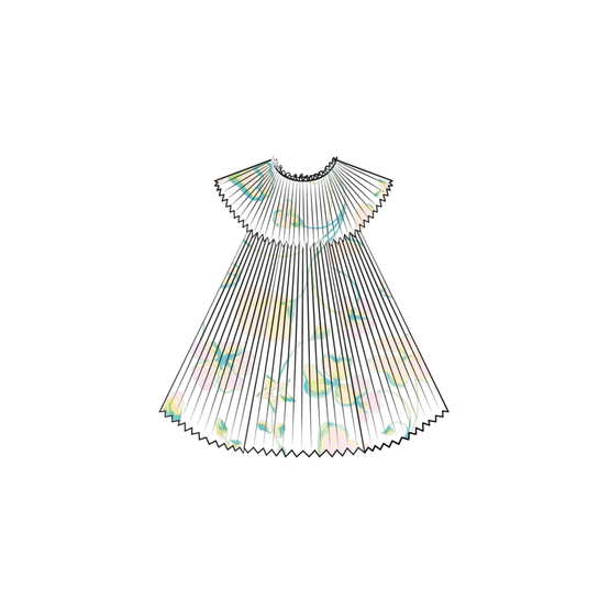 4WBH31DRSAY094 - New Born Girl's Woven Dress + Bloomers - 094 Multicouleur