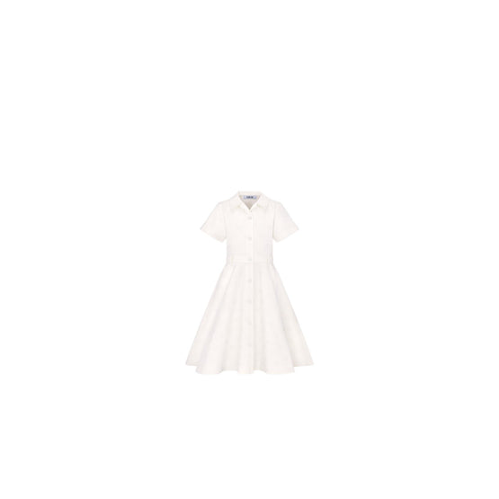 4WBM11DRSGY013 - Kid Girl's Woven Dress - 013 Blanc Lait