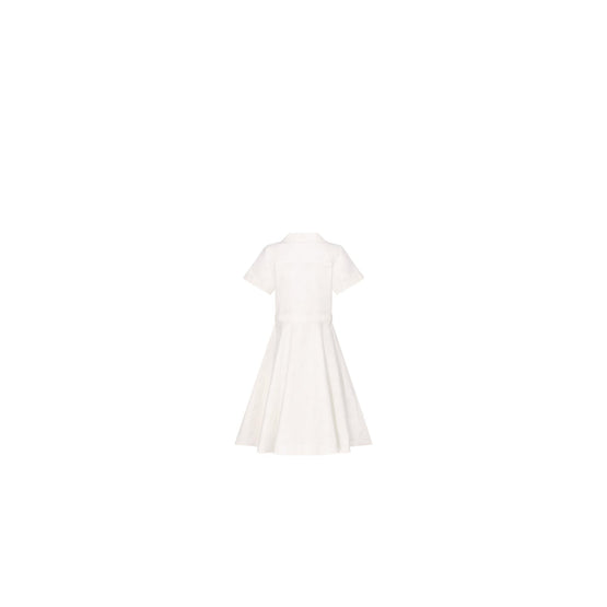4WBM11DRSGY013 - Kid Girl's Woven Dress - 013 Blanc Lait