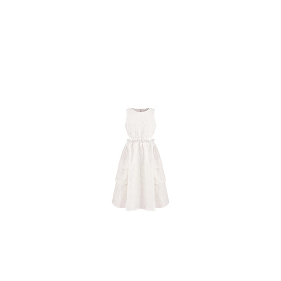 4WBM11DRSJY013 - Kid Girl's Woven Dress - 013 Blanc Lait