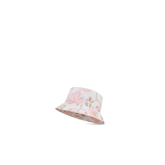 4WBM11HATAY135 - Kid Girl's Woven Bucket Hat - 135 Blanc/Rose