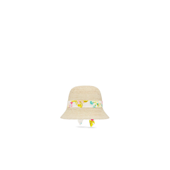 4WBM1DHATEY52J - Kid Girl's Woven Straw Hat - 52J Toile De Jouy Fleurs/Multi