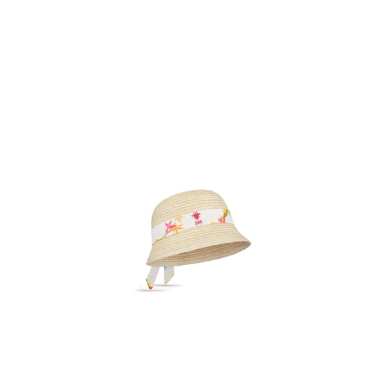 4WBM3DHATCY52J - New Born Girl's Woven Straw Hat - 52J Toile De Jouy Fleurs/Multi