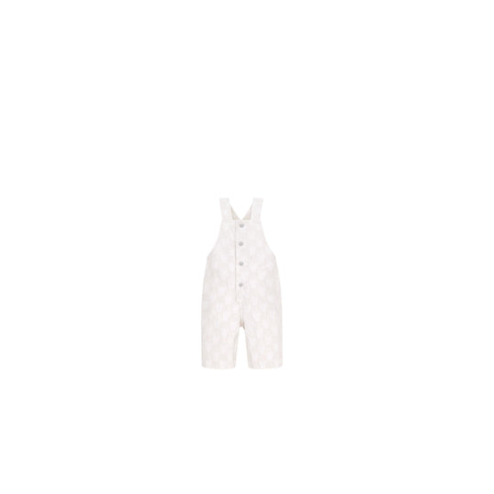4WBM41OVEAY013 - New Born Boy's Woven Overalls - 013 Blanc Lait