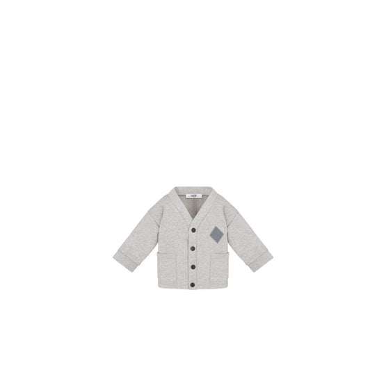 4WBM43CARDY932 - New Born Boy's Jersey Cardigan - 932 Gris Chiné