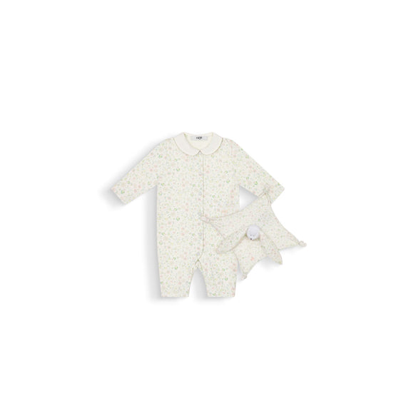 4WBP33KDOLY15G - New Born Girl's Jersey Gift Set - 15G Vert/Rose