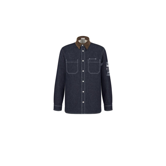 513D594A3005C580 - Men's Chemise Jean Shirt - 580 Fantaisie Fond Bleu