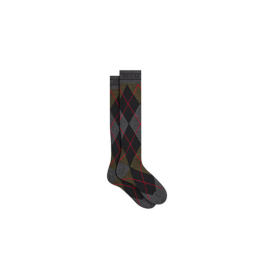 51SOC501I199C684 - Check'N'Dior Mid-Length Socks - 684 Fantaisie Fond Vert