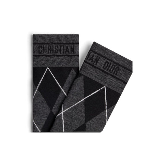 51SOC502I199C884 - Check'N'Dior High Socks - 884 Fantaisie Fond Gris