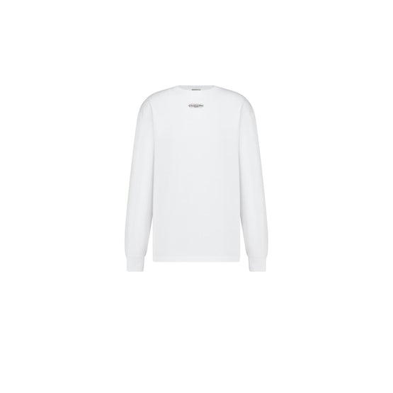 543J609A0847C001 - Long-Sleeved T-Shirt With Christian Dior Paris Tag, Relaxed Fit - 001 Blanc Brillant