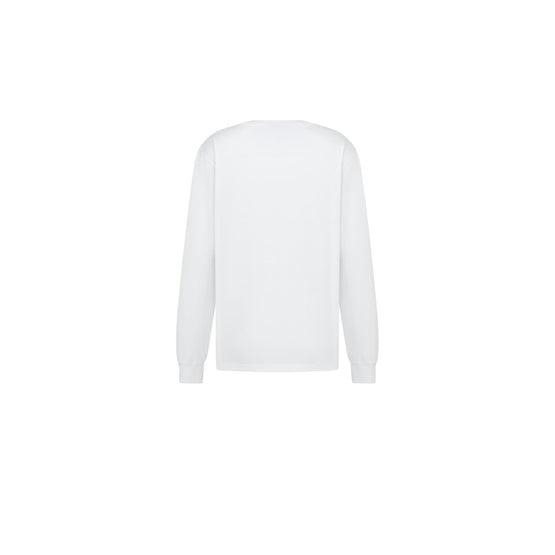 543J609A0847C001 - Long-Sleeved T-Shirt With Christian Dior Paris Tag, Relaxed Fit - 001 Blanc Brillant
