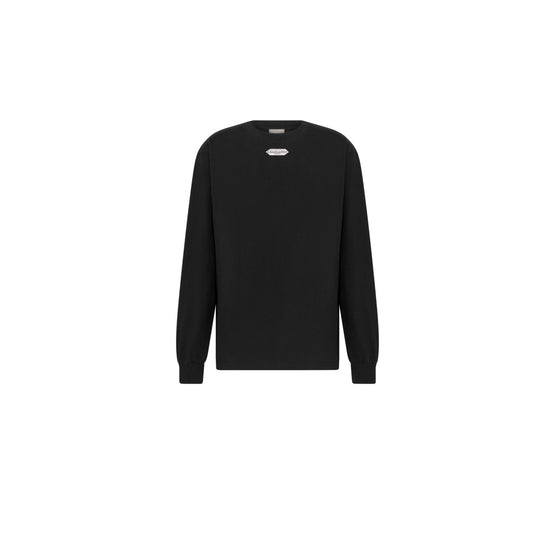 543J609A0847C900 - Long-Sleeved T-Shirt With Christian Dior Paris Tag, Relaxed Fit - 900 Noir