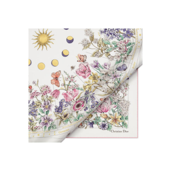 55FWC090I603C085 - Dior Astral Flowers 90 Square Scarf - 085 Fantaisie Fond Blanc