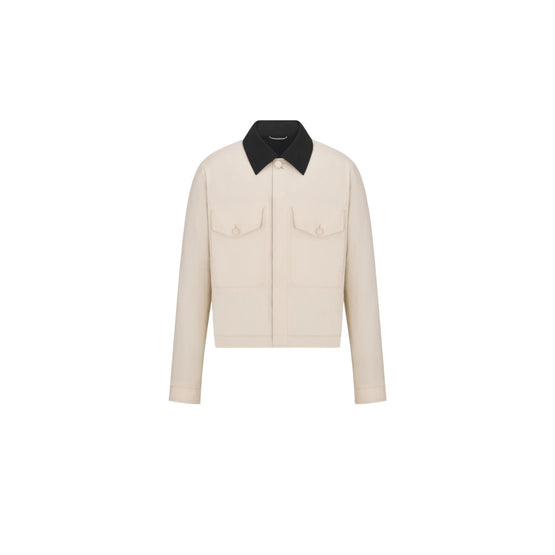 583C208A3007C185 - Jacket With Contrasting Spread Collar - 185 Fantaisie Fond Beige
