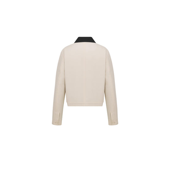 583C208A3007C185 - Jacket With Contrasting Spread Collar - 185 Fantaisie Fond Beige