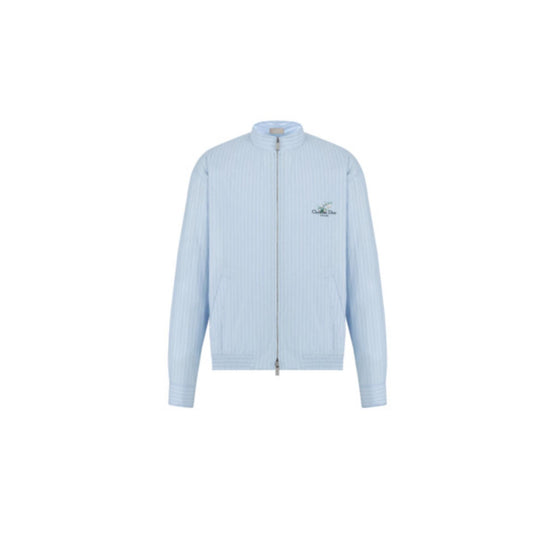 593C525A3040C575 - Zipped Shirt With Christian Dior Couture Lily Of The Valley Embroidery - 575 Bleu