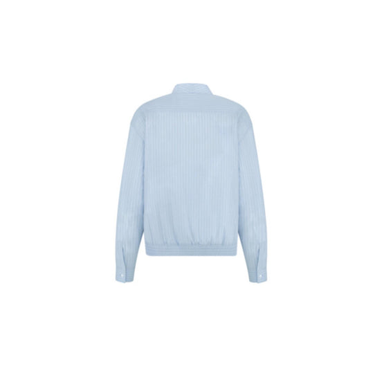 593C525A3040C575 - Zipped Shirt With Christian Dior Couture Lily Of The Valley Embroidery - 575 Bleu