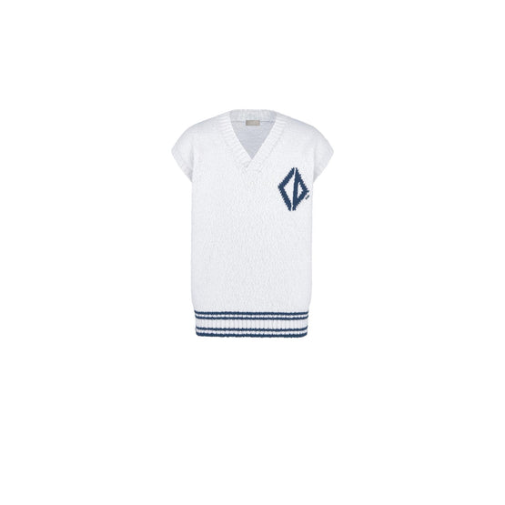 593M600A7006C085 - Cd Diamond Sweater Vest - 085 Fantaisie Fond Blanc