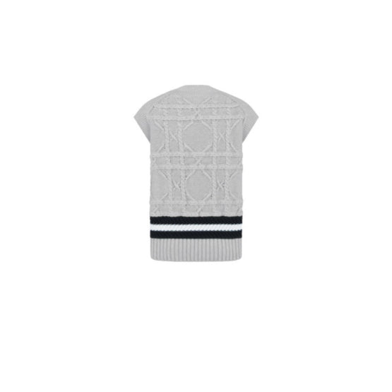 59TM614A7019C880 - Sleeveless V-Neck 65Cm, Dior Icons, Ao Cannage Cable - 880 Fantaisie Fond Gris