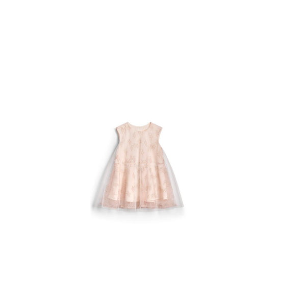 5SBH31DRSRY08I - New Born Girl's Woven Dress + Bloomers - 08I Rose/Argent