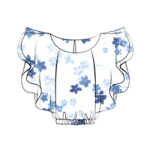 5SBM11SRTZY28B - Girl Top Toile - 28B Blanc/Bleu