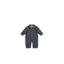 5SBM41OVEHY530 - New Born Boy's Woven Overalls - 530 Bleu Jean Brut