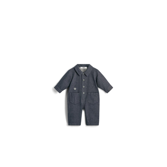 5SBM41OVEHY530 - New Born Boy's Woven Overalls - 530 Bleu Jean Brut