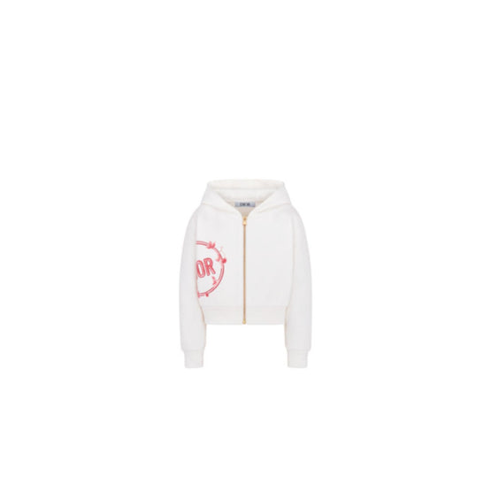 5WBM13CARAY37B - Kids' Zipped Hooded Sweatshirt - 37B Blanc/Rouge