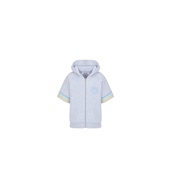 5WBM23CARCY932 - Kids' Short-Sleeved Hooded Zipped Sweatshirt - 932 Gris Chiné