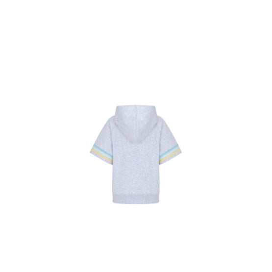5WBM23CARCY932 - Kids' Short-Sleeved Hooded Zipped Sweatshirt - 932 Gris Chiné