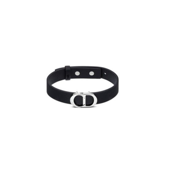 B1723HOMLED004 - Cd Icon Leather Bracelet - 004 Palladium / Black