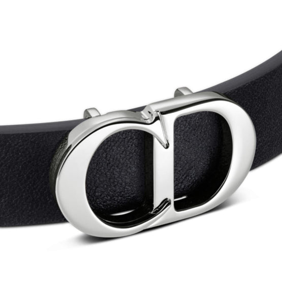 B1723HOMLED004 - Cd Icon Leather Bracelet - 004 Palladium / Black