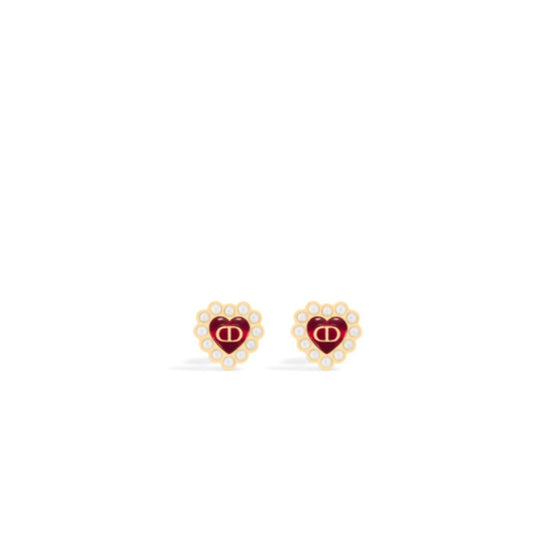 E4237WOMVED309 - Petit Cd Baroque Stud Earrings - 309 Gold/Red