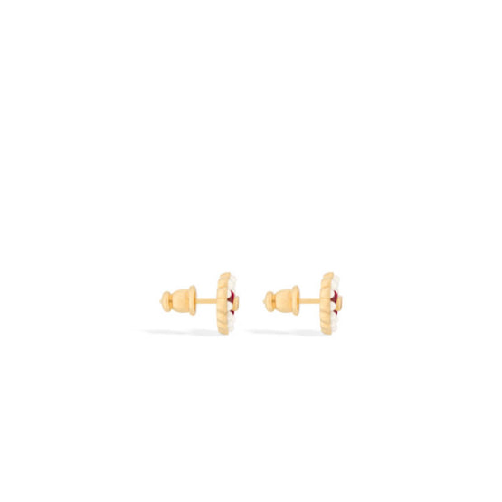 E4237WOMVED309 - Petit Cd Baroque Stud Earrings - 309 Gold/Red
