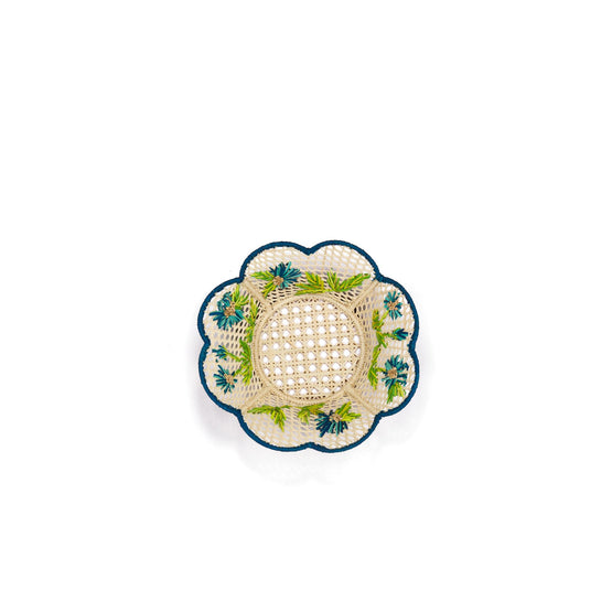 HYC07RHB1UC500 - Roses d'Hiver Embroidered Rattan Basket - 500 Bleu