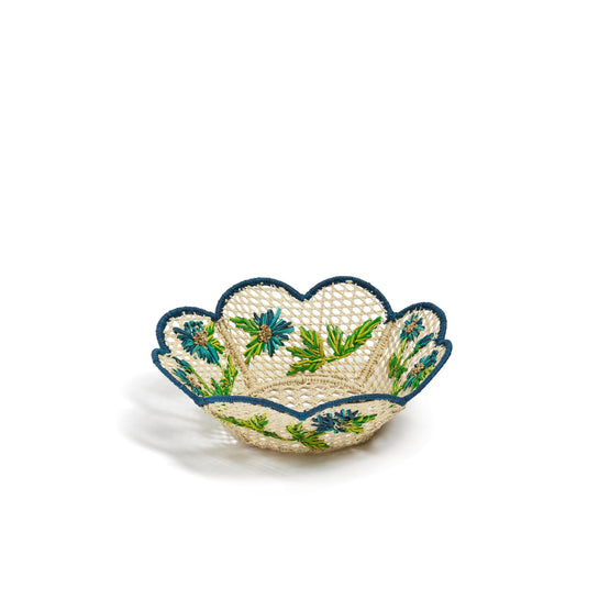 HYC07RHB1UC500 - Roses d'Hiver Embroidered Rattan Basket - 500 Bleu