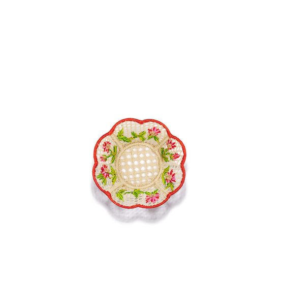 HYCO7RHR2UC400 - Roses d'Hiver Embroidered Rattan Basket - 400 Rose
