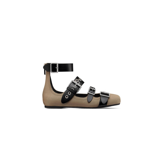 KCB960TFCS45M - Dior Punk Ballet Flat - 45M Golden Saddle & Black